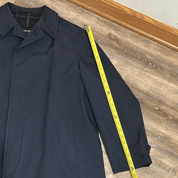 London Fog Navy Blue Trench Coat Men's Size 42 Long Overcoat Rothschild's - Picture 9 of 15